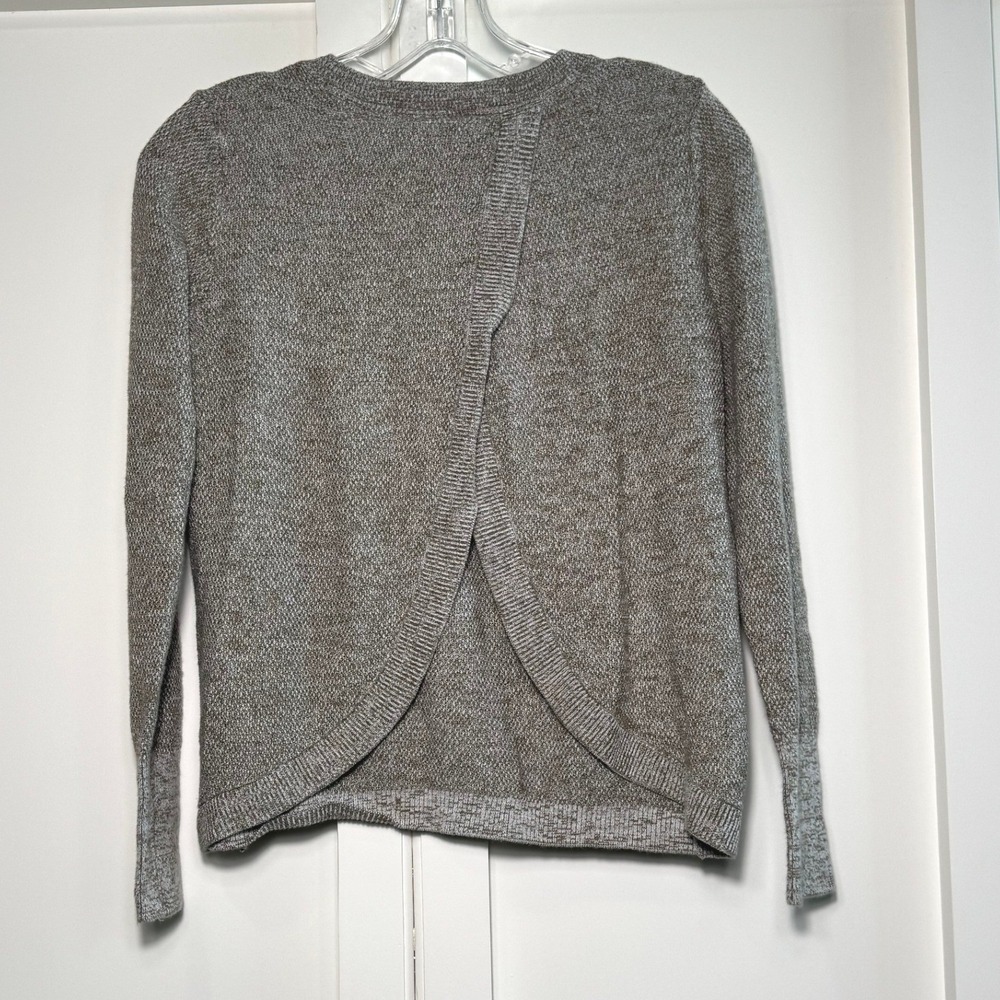 Banana Republic Womens XS‎ Olive Marled Knit Tulip Crossover Back Crew Sweater - Picture 2 of 4